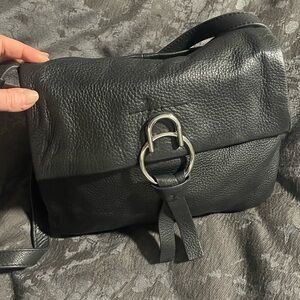 Vince Camuto Black Leather Crossbody Bag with Silver Detail